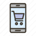 online shopping, cart, mobile, shop, shopping