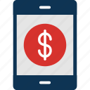 coin, dollar, mobile, money, online, payment, phone, smartphone