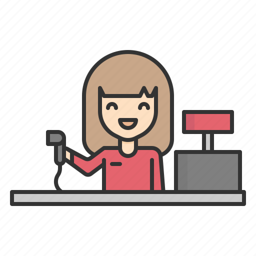 Cashier, job, woman, career, machine, supermarket, store icon - Download on Iconfinder
