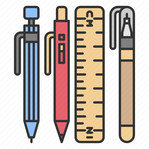 Stationary, pen, pencil, ruler, liquid, paper, corrector icon - Download on Iconfinder
