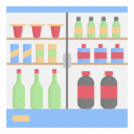 Beverage, drink, refrigerator, chiller, shelf, supermarket, store icon - Download on Iconfinder