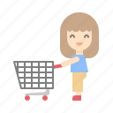 customer, cart, woman, avatar, shopping, supermarket, store, market, grocery