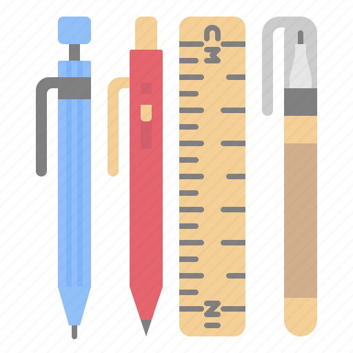 Stationary, pen, pencil, ruler, liquid, paper, corrector icon - Download on Iconfinder