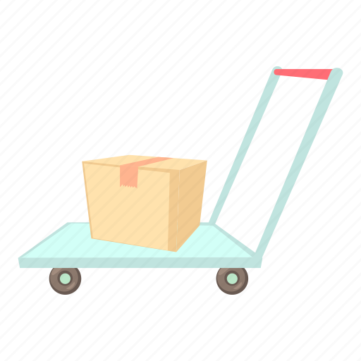 Box, cargo, carry, cart, cartoon, delivery, warehouse trolley icon - Download on Iconfinder