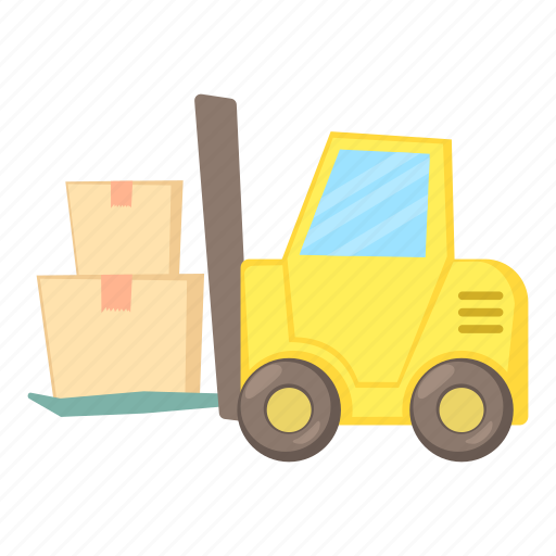 Cargo, cartoon, delivery, forklift, front, lift, loader icon - Download on Iconfinder