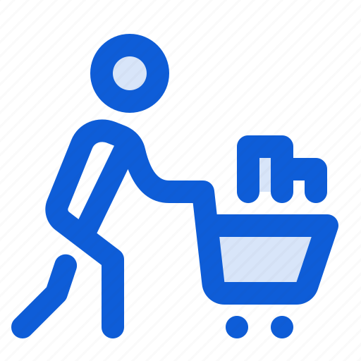 Shopping, cart, trolley, man, groceries, woman, pushing icon - Download on Iconfinder