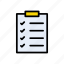checklist, clipboard, document, sheet, support 