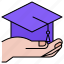 education, support, graduation, cap, knowledge, hand 