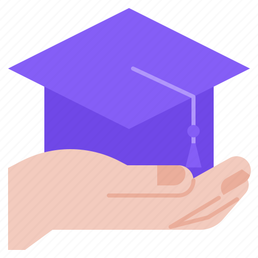 Education, support, graduation, cap, knowledge, hand icon - Download on Iconfinder