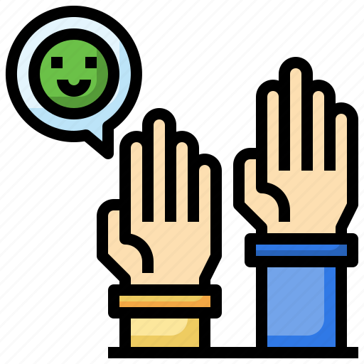 Good, review, satisfaction, feedback, raise, hand, smile icon - Download on Iconfinder