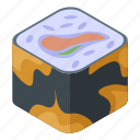 cartoon, food, isometric, mix, party, roll, sushi
