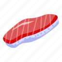 cartoon, fish, food, isometric, logo, red, sushi