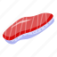 cartoon, fish, food, isometric, logo, red, sushi 