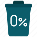 zero, percent, waste, wastebin, trash