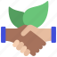 sustainable, agreement, handshake, leaves, eco 