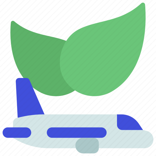 Sustainable, travel, travelling, aeroplane, leaves icon - Download on Iconfinder