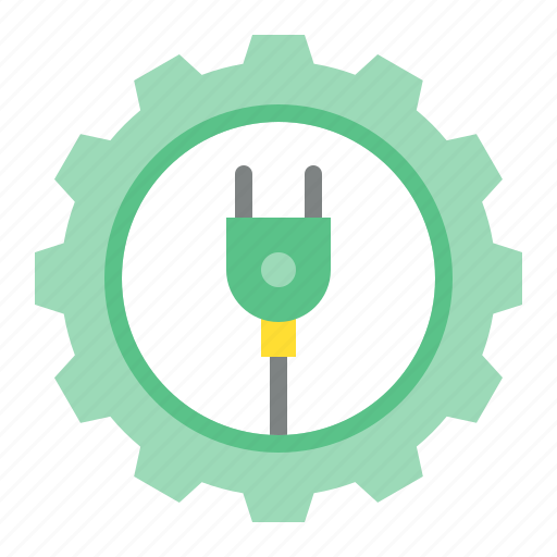 Energy, gear, green, plug, power, sustainable icon - Download on Iconfinder