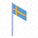 cartoon, flag, football, hand, isometric, sport, sweden