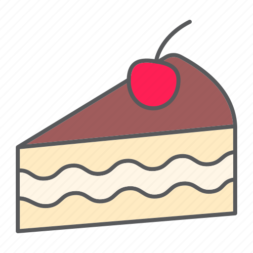 Cherry, piece, dessert, slice, sweet, cheesecake, cake icon - Download on Iconfinder