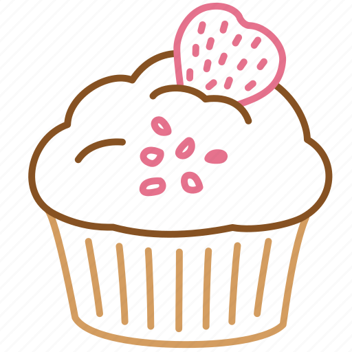 Cake, cupcake, cupcake with strawberry, sweet, birthday, dessert, food icon - Download on Iconfinder