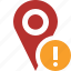 gps, location, map, marker, navigation, pin, warning 