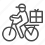 cap, courier, box, human, bike, delivery, man 