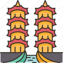 taiwan, pagoda, temple, pond, landmark