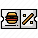 coupon, voucher, discount, percent, burger, food