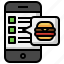 order, food, burger, online, delivery, smartphone 