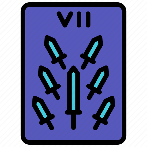 Seven, of, swords, strategy, tarot, fortune, telling icon - Download on Iconfinder
