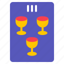 three, of, cups, celebration, tarot, fortune, telling, reading, card