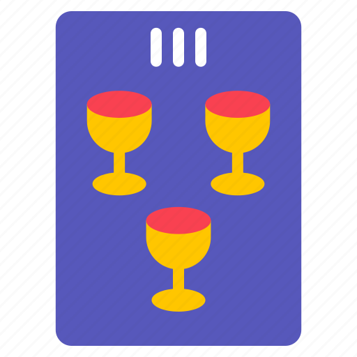 Three, of, cups, celebration, tarot, fortune, telling icon - Download on Iconfinder