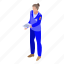 business, cartoon, inspector, isometric, person, tax, woman 