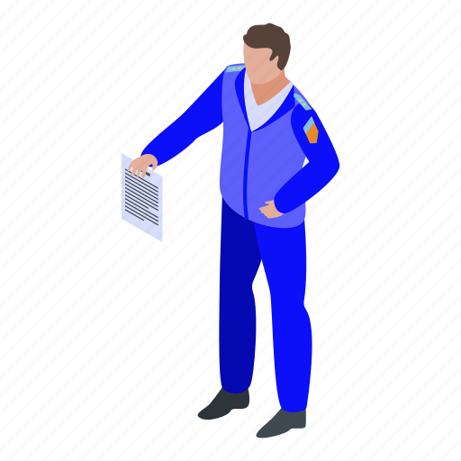 Business, cartoon, inspector, isometric, person, tax, uniform icon - Download on Iconfinder