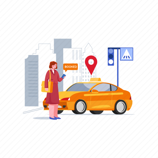 Booking, transport, carsharing, delivery, driver, rent, navigation illustration - Download on Iconfinder