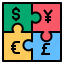 dollar, euro, jigsaw, money, moneyjigsaw, yen 