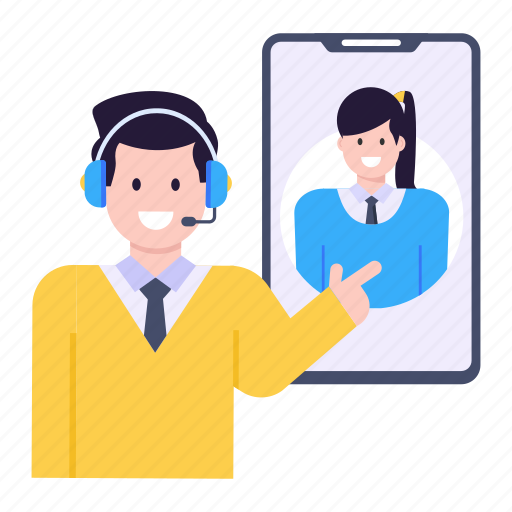Mobile call, video call, video chat, customer support, customer services illustration - Download on Iconfinder