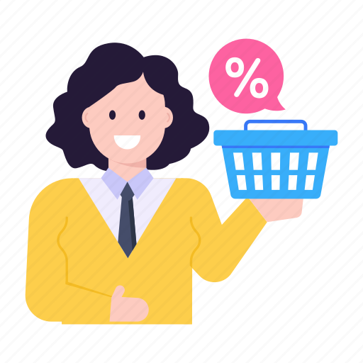 Shopping discount, ecommerce discount, ecommerce consultant, purchase discount, shopping basket illustration - Download on Iconfinder