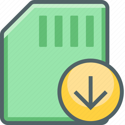 Arrow, card, down, memory, download, receive, storage icon - Download on Iconfinder