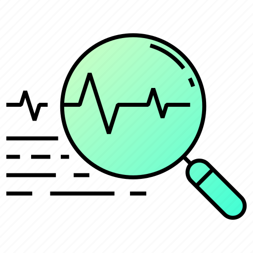 Diagnostic, search, find, magnifying, glass, troubleshooting, heartbeat icon - Download on Iconfinder