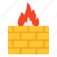 firewall, data burning, data loss, burning wall, brickwall 
