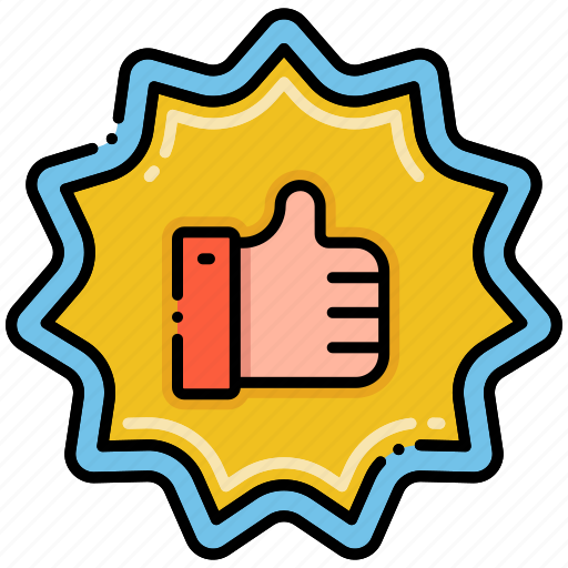 Thumbs, up, badge, sticker icon - Download on Iconfinder