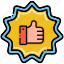 thumbs, up, badge, sticker 