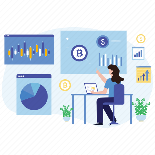 Trading crypto, crypto, cryptocurrency, exchange illustration, coin, digital, bitcoin illustration - Download on Iconfinder