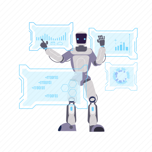Robot, checks, data, illustration, concept, abstract, internet illustration - Download on Iconfinder