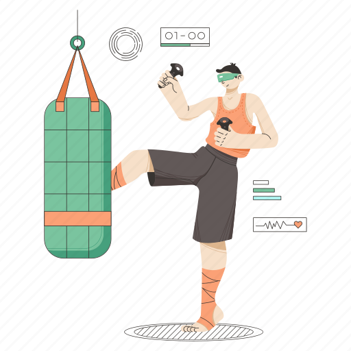 Technology, vr, virtual reality, meta universe, digital content, game, boxing illustration - Download on Iconfinder