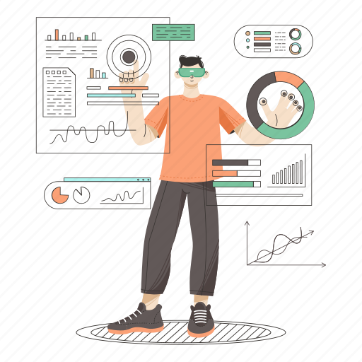 Vr, virtual realty, display, monitor, screen, technology, data illustration - Download on Iconfinder