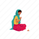 indian, girl, woman, praying, sari 