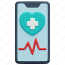 heart, rate, telemedicine, health, smartphone, medical, app, mobile, phone, 3d 