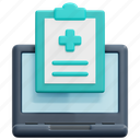 information, medical, report, laptop, notebook, record, service, 3d 